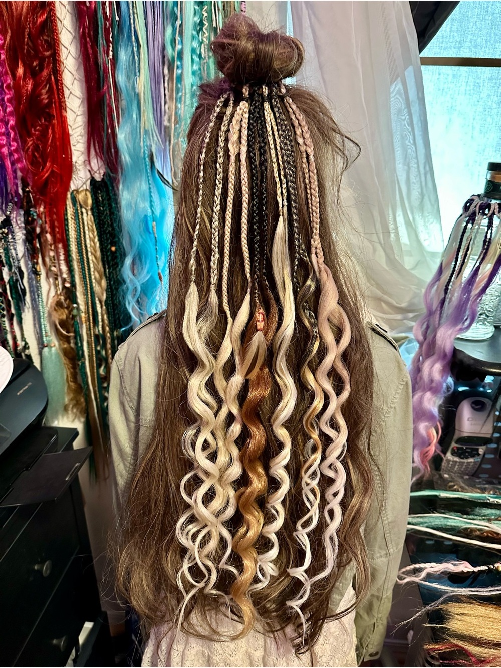 Multi-Tone Blonde & Light Brown Curly Braided Hair Extensions